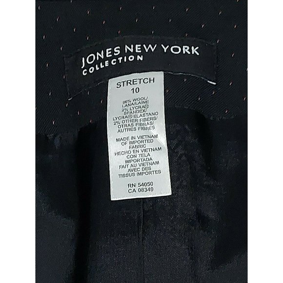 Jones New York collection 10 blazer black pink polka button front collar stretch - Picture 6 of 9